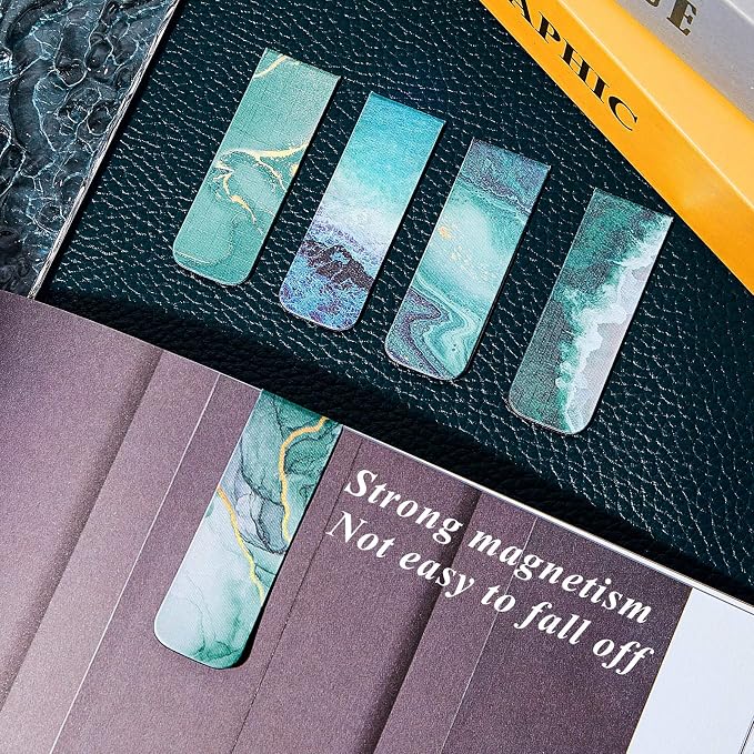 Zonon 10 Pcs Ocean Magnetic Bookmarks Blue Magnet Page Markers Funny Bookmark Gifts for Book Lovers Magnet Bookmark with Landscape for Reading Students Teachers Women Men Classroom Prize Party Favor