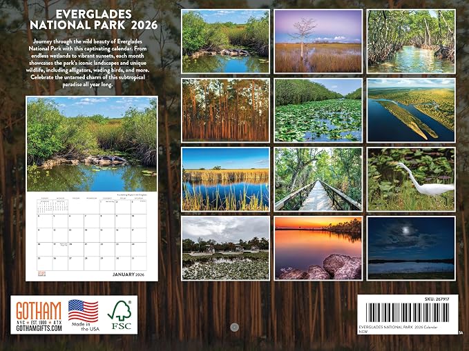 Florida Everglades National Park Calendar 2026 Monthly Wall Calender 12 Month | American Made In The USA