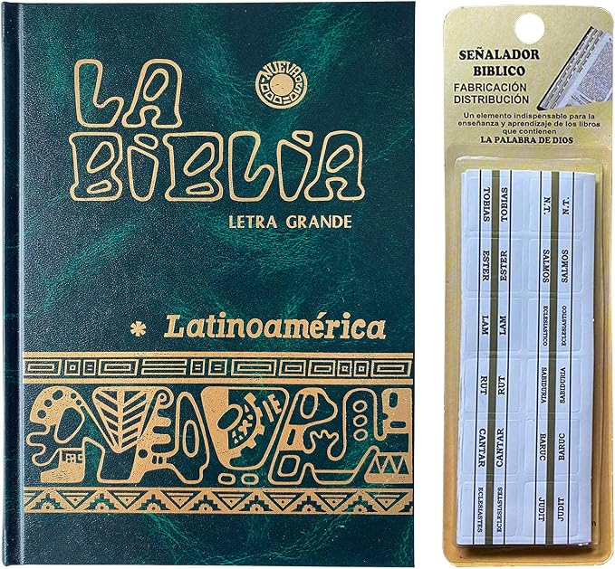 La Biblia Catolica Latinoamericana Letra Grande Edicion Cartone en Español con Señalador Biblico - The Latin American Catholic Bible Spanish Edition with Bookmarks (Green)