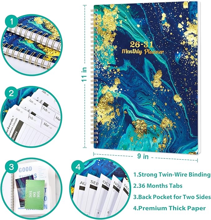 Monthly Planner/Calendar 2026-2031 - 5 Year Monthly Planner 2026-2031 from July 2026 - June 2031, 9" x 11", 2026-2031 Calendar Planner with Tabs
