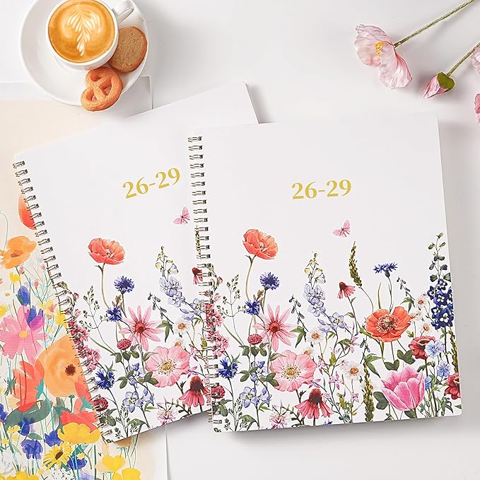 2026-2029 Monthly Planner - 3 year planner 2026-2029, Jul. 2026 - Jun. 2029, 3 Year Calendar 2026-2027-2028 monthly planner, 9" x 11", 36 Month Calendar with Colourful Tabs + Back Pocket - Flowers