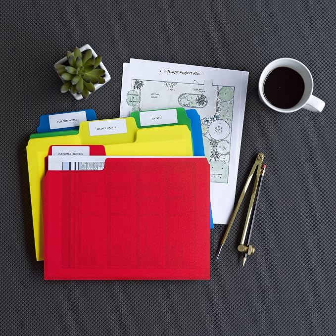 Smead Poly File Folders, SuperTab, 1/3-Cut Tabs, File Folders Letter Size, Assorted Primary Colors, Office Supplies, School Supplies, 12 Count (10516)