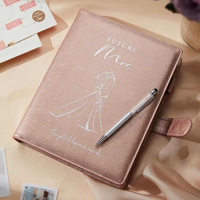 AW BRIDAL Future Mrs Wedding Planner Book and Organizer Gift Set, Personalized Destination Wedding Planners, Rose Gold Planning Gift for Bride and Engaged Couples, Cool Engagement Gifts for Her