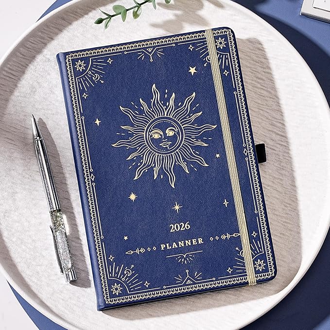 2026 Planner - Planner 2026, Jan. 2026 - Dec. 2026, 5.75" x 8.25", 2026 Weekly and Monthly Planner, Faux Leather planner 2026 with Back Pocket & 40 Notes Pages - Mystic Blue
