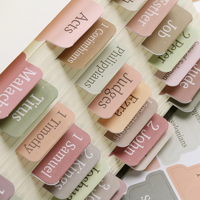 Mr. Pen- Bible Tabs, 75 Boho Theme Laminated Tabs for Women and Men, Tabs for Study Bible, Large Print Bible Index Tabs, Book Labels, Mr. Pen Bible Tabs