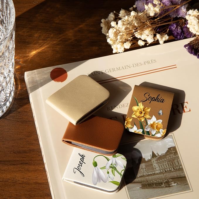 Personalized Magnetic Bookmark, Custom Leather Birth Flower Bookmark with Name, Unique Gift for Book Lovers, Birthday & Christmas Book Accessory