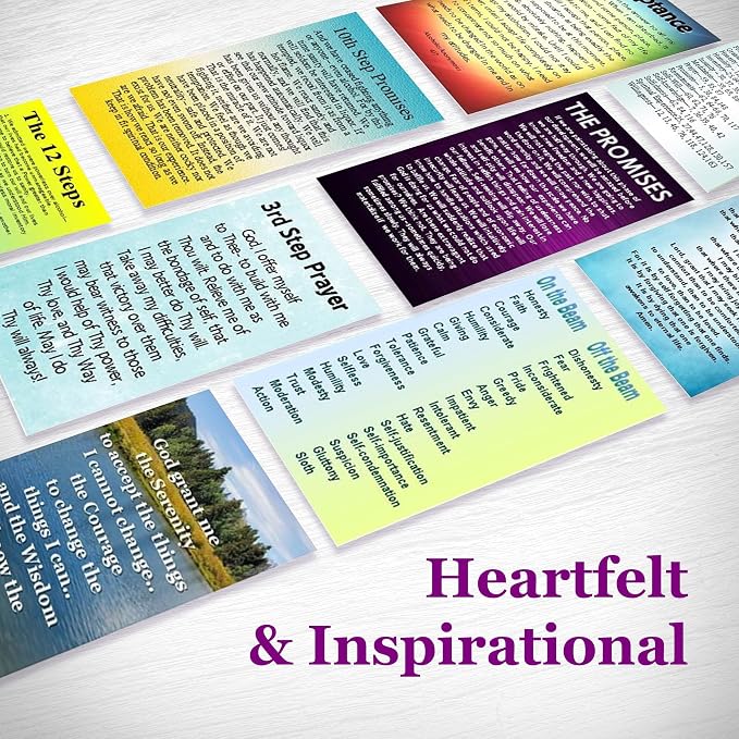 10 Pack Sobriety Cards for Wallet - AA 12 Step Recovery Gifts for Men & Women - Inspirational Sober Anniversary Assortment - Serenity Prayer Cards for Sponsors & Support Groups