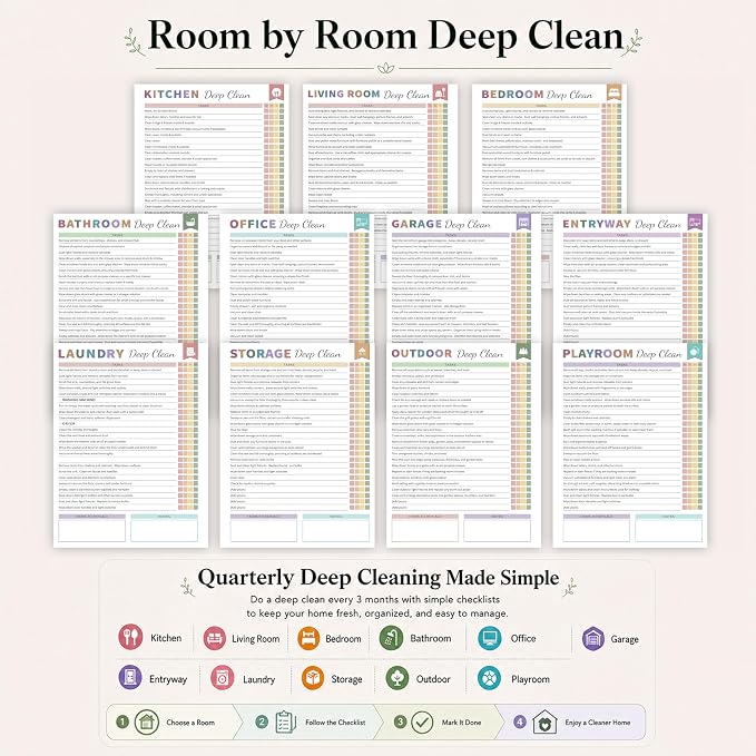 Adhd Cleaning Planner for Adults Women, Cleaning Schedule and Checklist Organizer, Household Cleaning Planner with Daily/Weekly/Monthly Task, Stress-Free Home Cleaning Journal - Black