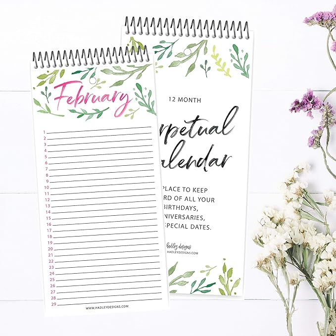 Hadley Designs Perpetual Birthday, Anniversary, Special Event Reminder Calendar Book Journal for Important Family Date Remembrance Wall Hanging, Mom Dutch Happy Bday Birthdate Gift Planner Organizer