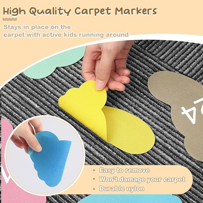 Outus 48 Pcs Carpet Feet Spots, Line up Sit Foot Spots for Classroom Floor, Carpet Markers for Teacher Supplies Classroom Rug, School Decoration(Macaron Color)