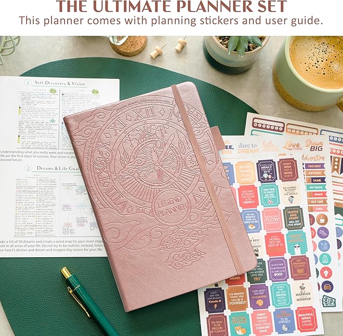 Legend Planner Jan 2026 – Jan 2027 Dated Weekly & Monthly Planner to Hit Your Goals, Increase Productivity & Live Happier. Organizer Notebook & Productivity Journal. A5 Hardcover (Rose Gold)