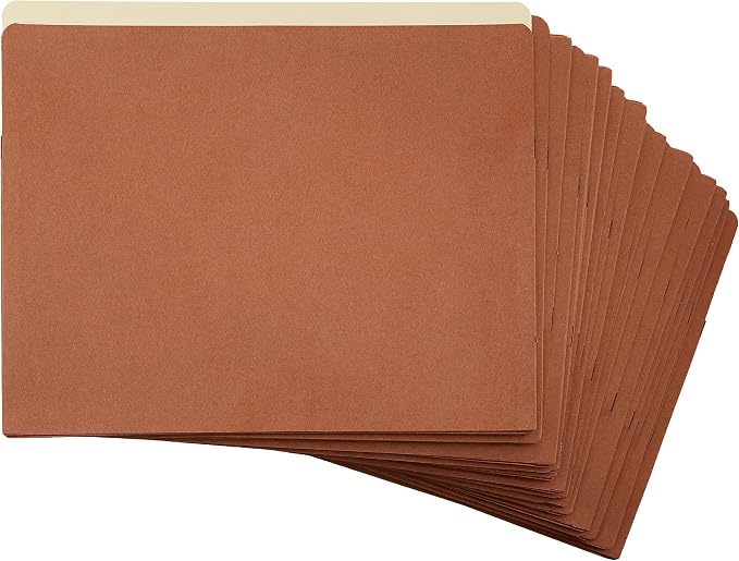 Amazon Basics Expanding File Folder Organizer with Pockets, Letter Size, 3.5-Inch Expansion, Accordion Style, Large Capacity Document Storage, Brown, 25-Pack