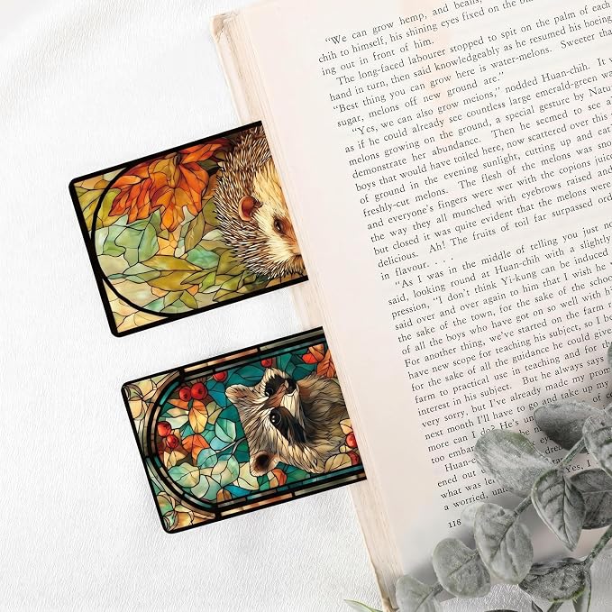 Cute Animals Bookmark Gifts - 10 Pcs Fantasy Stained Glass Art Bookmarks for Women Men Book Lovers Students Pretty Cool Page Marks School Reading Accessories Bookish Birthday Graduation Gift
