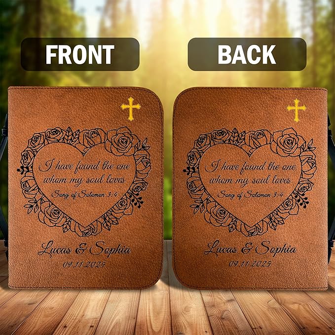 Personalized Bible Cover for Men, Christian Bible Case PU Leather, Jeus Bags Religious Appreciation Gifts for Women Girls Daughter Christian with Handle Zipper (BIBLE-05, M-2Xl)