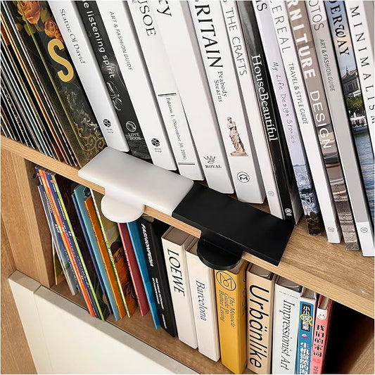 Bookshelf Organizer Tool Align Books A Spirit Level for Books Plastic Bookend Book Shelf Guide for Home Office Library, Book Stopper, Desktop Organizer (White)