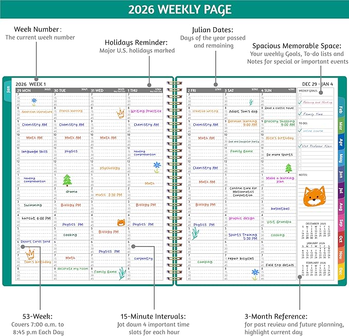 2026 Appointment Book - January - December 2026, Appointment Planner with Weekly ＆ Monthly Spread, 8.5'' x 10.5'', Large, 15 Minute Increments, 2026 Daily Planner with Pockets, Tabs, Soft Cover, Green