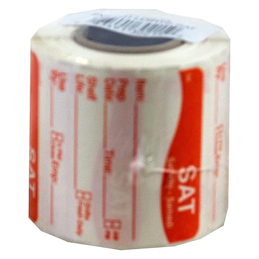 DayMark Safety Systems DissolveMark IT112213-6 "SAT" Day of The Week Label, 2" x 2", Red, Roll of 250