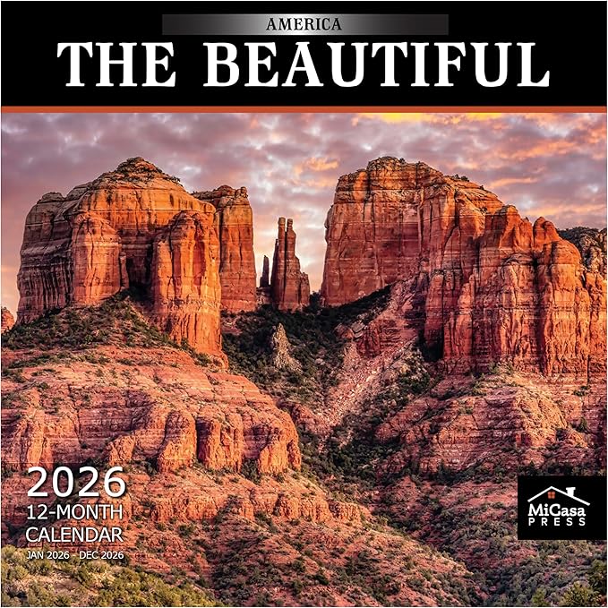 MICASA PRESS America the Beautiful 2026 Wall Calendar 12 Month | 12" x 24" Open | Thick & Sturdy Paper | Giftable | Nature Travel Calendar 2026
