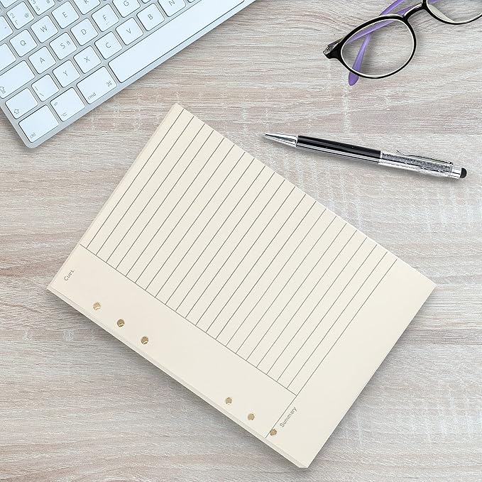 A5 6 Ring Binder Refill Paper, 2023 Planner Inserts for Filofax 6 hole binders,45 sheets(90pages) per pack, refills with line, Harphia(A5 5.59 x 8.27'',Cornell)