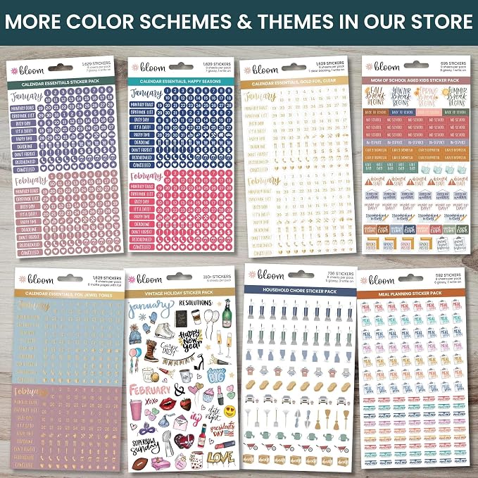 bloom daily planners Vintage Classic Planner Stickers - Hand-Drawn Essential Variety Pack for Everyday Planning & Decorating - 6 Sheets / 360 Stickers