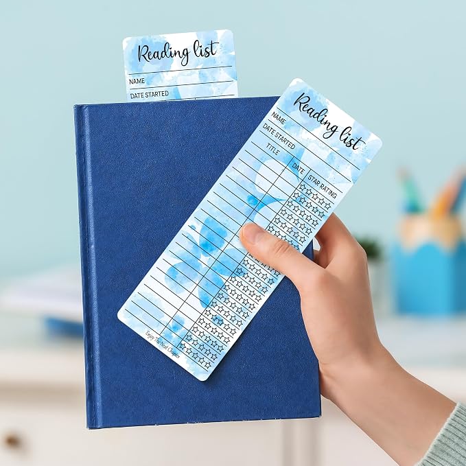 80pcs Bookmark Reading List Library Card Book Tracker Notecards for Student Lover Prize Teacher School Bookworm Accessories Blue