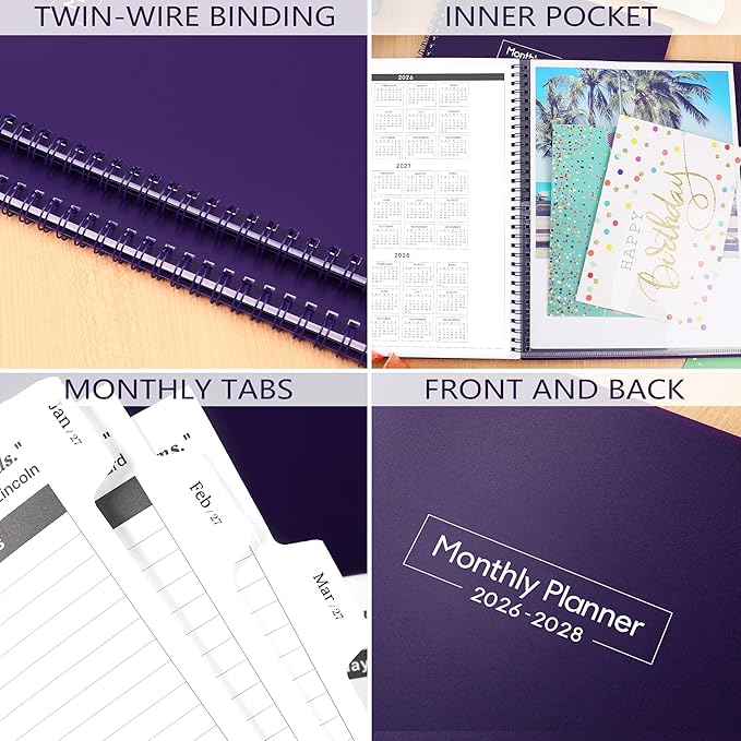 2026-2028 Monthly Planner - Monthly Planner from July 2026 - June 2028, 2-Year Planner 2026-2028 with Tabs, Inner Pocket