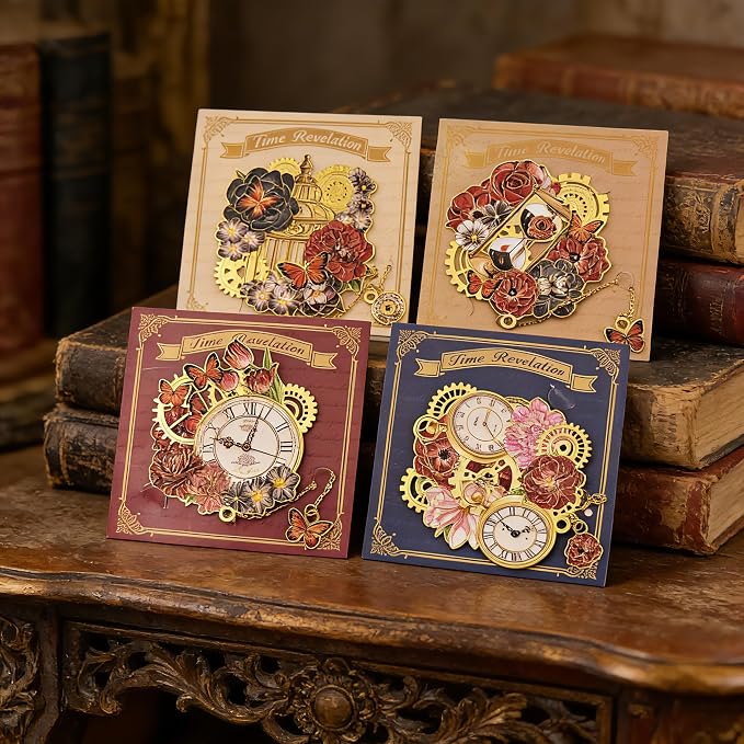 4 PCS Vintage Metal Bookmarks, Steampunk Book Mark with Clock&Flower Pendant for Book Lovers, Students, Teachers, Writers - Unique Reading Gift for Birthday, Graduation, Christmas