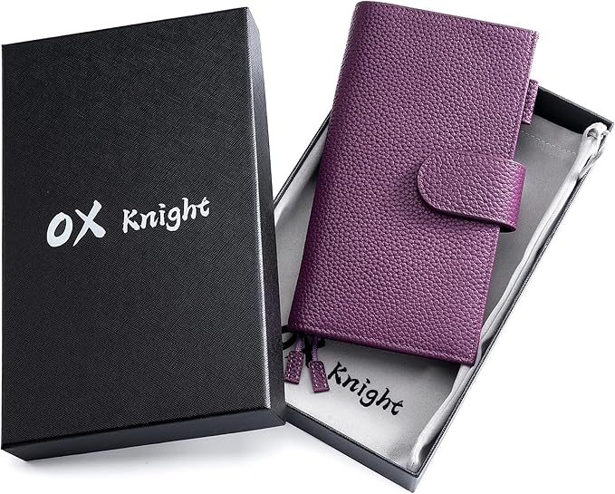 Genuine Leather Cover for Hobonichi Weeks/Weeks Mega with Pen Loop, Card Slots, Back Pocket, and Bookmarks (Purple)