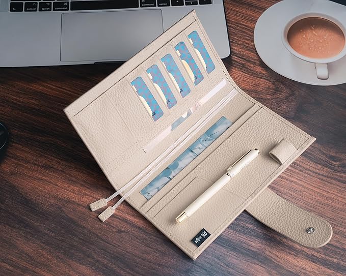 Genuine Leather Cover for Hobonichi Weeks/Weeks Mega with Pen Loop, Card Slots, Back Pocket, and Bookmarks (Cream)