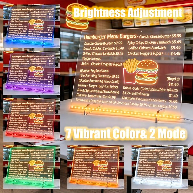 LED Drawing Board, 14x10 Inch Acrylic LED Note Board, Light Up Glow Memo Message Lumiboards, LED Neon Art Magic Pad w/ 7 Markers, Christmas Birthday Gift for Kids Girls Teens