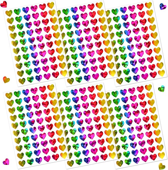 1800Pcs Holographic Heart Stickers, 0.6in Rainbow Tiny Stickers for Kids Rewards, Teachers, Classroom, Reward Charts, Behavior Tracking, Holiday Decor, Planner, Scrapbooking, DIY Crafts