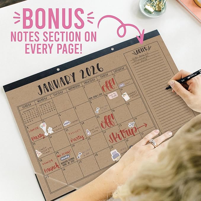 Hadley Designs Large Teacher Desk Calendar 2026-2027 - Desktop Calendar 2026, 18-Month Desk Calendars for Home, Office & Classroom, Cute Classroom Must Haves, Teacher Appreciation Gifts