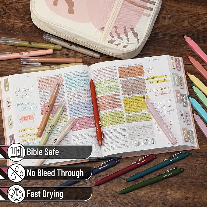 Mr. Pen- Bible Cover Case for Women, Large Bag with Durable Handle, 24-pcs Bible Journaling Kit & Study Supplies with No Bleed Highlighters and Pens, Christian Gift for Women, Mothers Day Gift