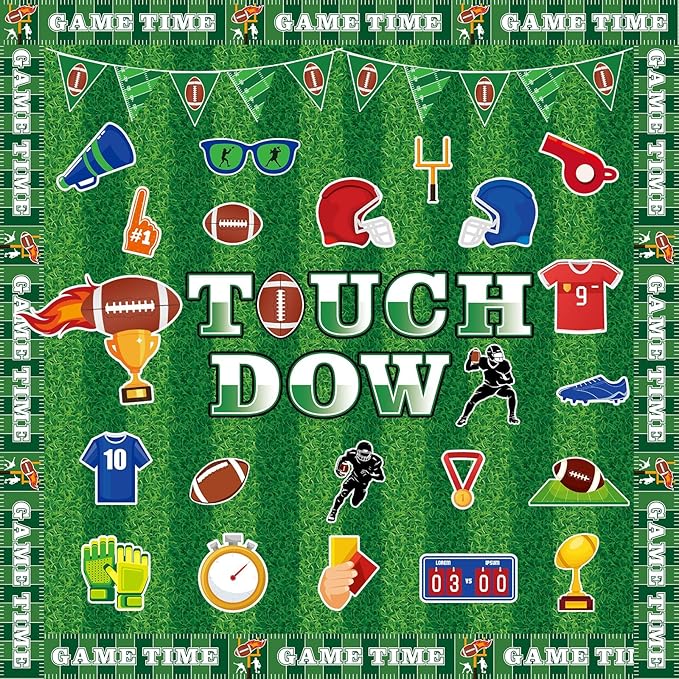 Football Bulletin Board Classroom Decorations with Background Paper & Banner Set Football Touch Down Paper Cutouts for Welcome Back to School Game Day Wall Door Chalkboard Decor