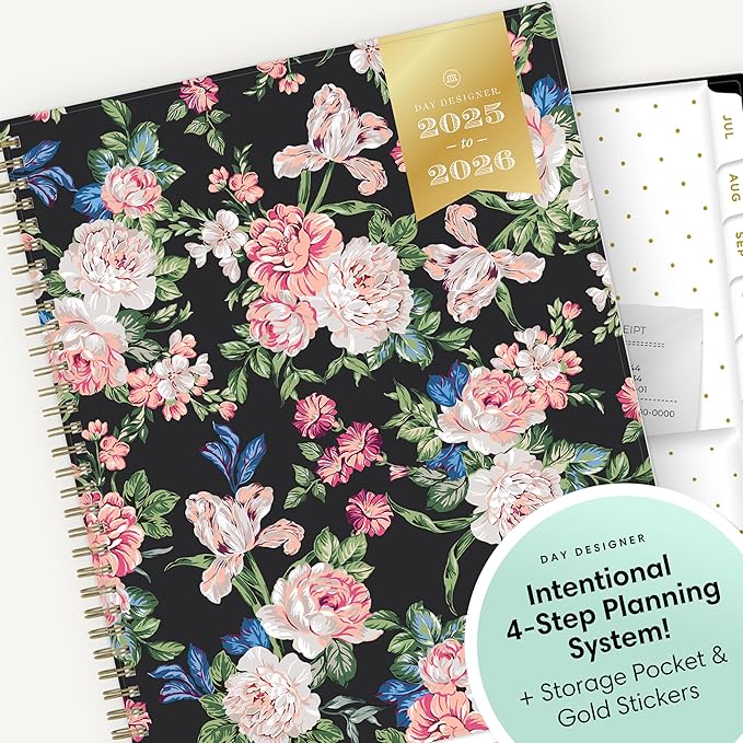 Blue Sky Day Designer 2025-2026 Weekly and Monthly Academic Year Planner Calendar, July 2025 - June 2026, 8.5" x 11", Flexible Cover, Wirebound, Rose Garden