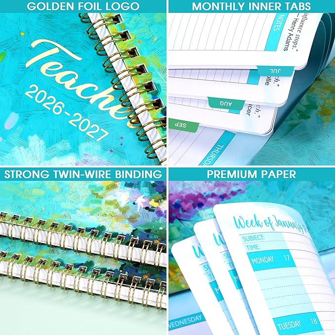 Teacher Planner 2026-2027 - Teacher Lesson Planner 2026-2027, July 2026 - June 2027, 8.3" x 11", Weekly & Monthly Lesson Plan Book for Teachers with Twin-Wire Binding for Teachers - Oil Painting