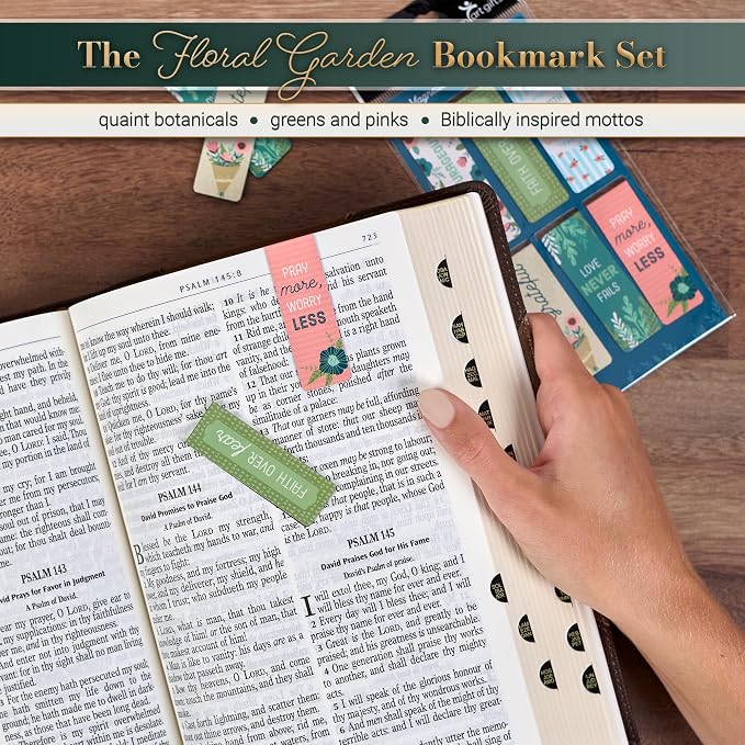 Christian Art Gifts Magnetic Scripture Bookmark Set for Women with Beloved Faith Favorites - Inspirational Floral Garden Magnetic Bible Verse Pagemarker Set of 6 for Bibles and Books, Size 2.3” x 0.8”