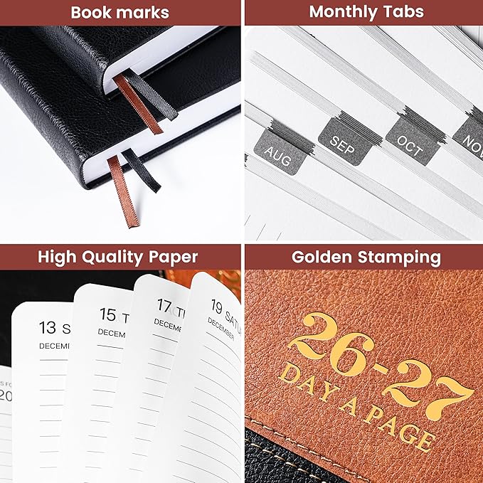 Lemome 2026-2027 Diary - Standard Diary, July 2026 - June 2027, Daily Planner 2026-2027, 5.8" x 8.4", Full Page Per Day, Hardcover, Brown