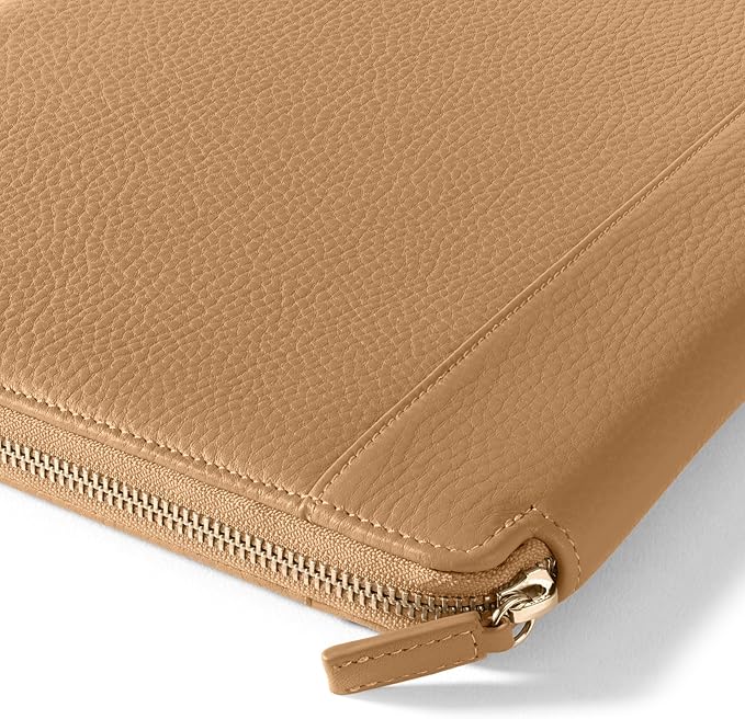 Leatherology Camel Leatherology Left-Handed Executive Zippered Portfolio - Designed for Left-Hand use, fits A4 and Letter-Size Paper, Includes Expandable Pen Loop