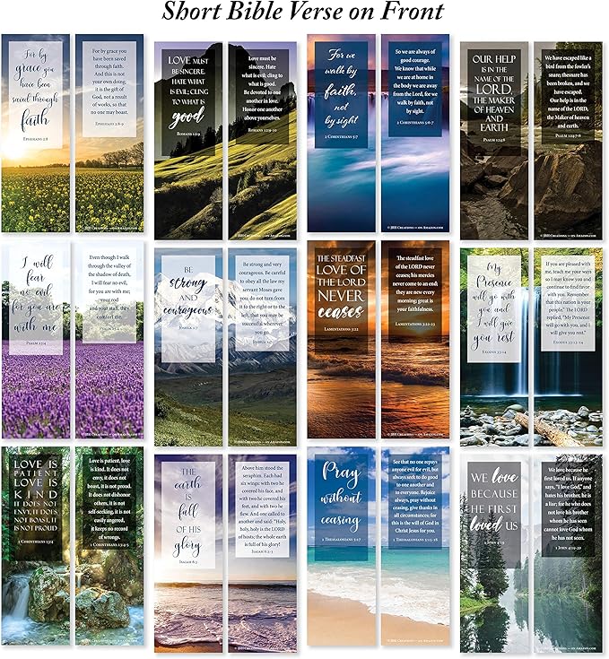 Bible Verse Bookmarks with Full Scripture - Pack of 48