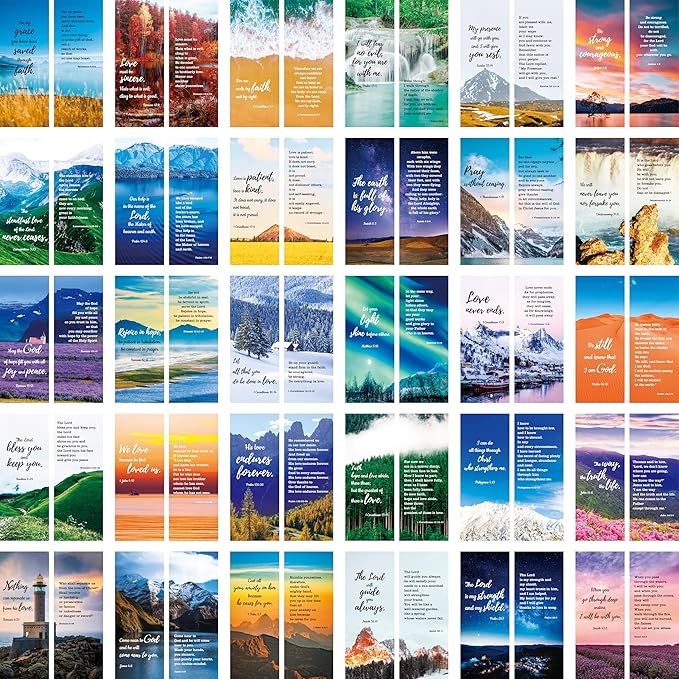 120 PCS Bible Bookmarks with 30 Designs, Double Sided Printing, Christian Motivational Verses for Women, Men, Church & Office Supplies, Book Lovers (2.4 inch x 6.1 inch)