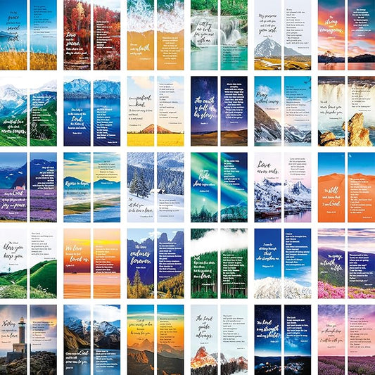 120 PCS Bible Bookmarks with 30 Designs, Double Sided Printing, Christian Motivational Verses for Women, Men, Church & Office Supplies, Book Lovers (2.4 inch x 6.1 inch)