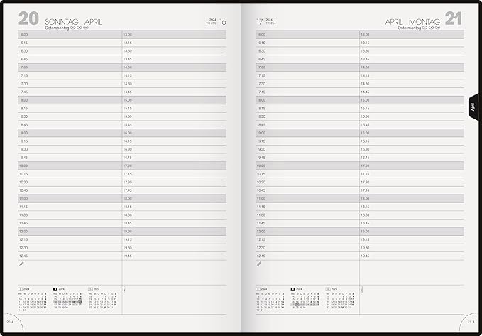 BRUNNEN Daily Calendar Model 787 2024 1 Page = 1 Day A4 Black