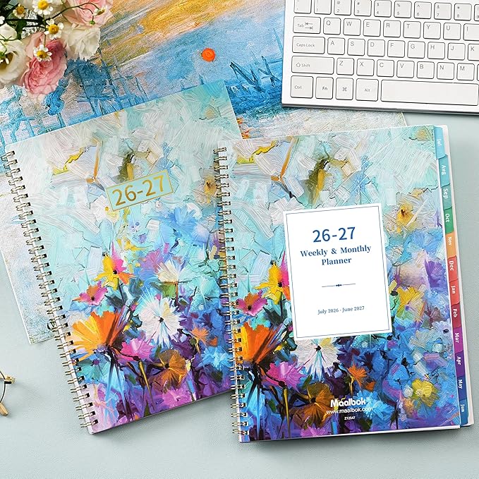 Planner 2026-2027 - Academic Planner 2026-2027, July 2026 - June 2027, 8.5" x 11", Calendar Planner with Colorful Monthly Tabs, Twin-wire Binding, Holidays, Back Pocket
