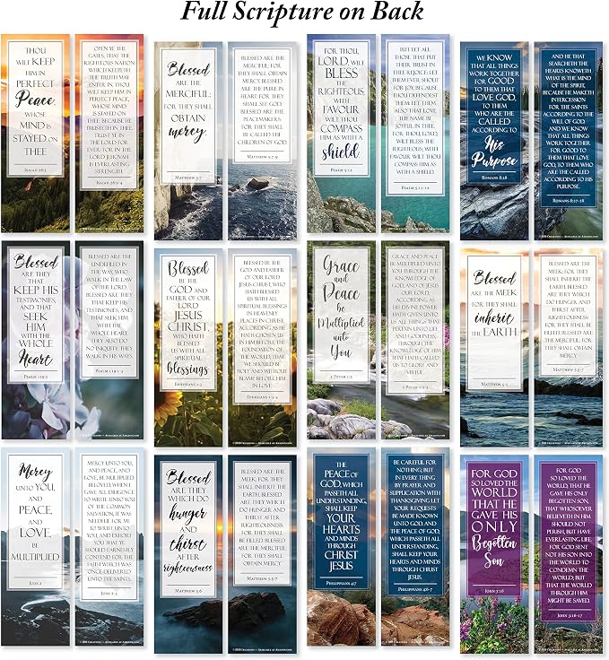JBH Creations Blessings from Scripture Bible Verse Bookmarks - Pack of 48