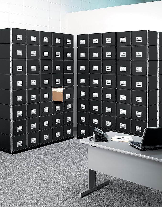 Bankers Box 6 Pack STAXONSTEEL Maximum Space Saving Filing Cabinet, Stacks 10 High, Steel Frame, Letter, Black