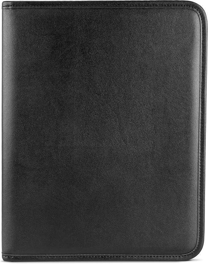Samsill Professional Padfolio - Faux Leather Portfolio Folder for Men and Women, Leather Padfolio with 8.5 x 11 Writing Pad, Resume Portfolio Folder, Functional Business Portfolio for Meetings and Interviews, Black