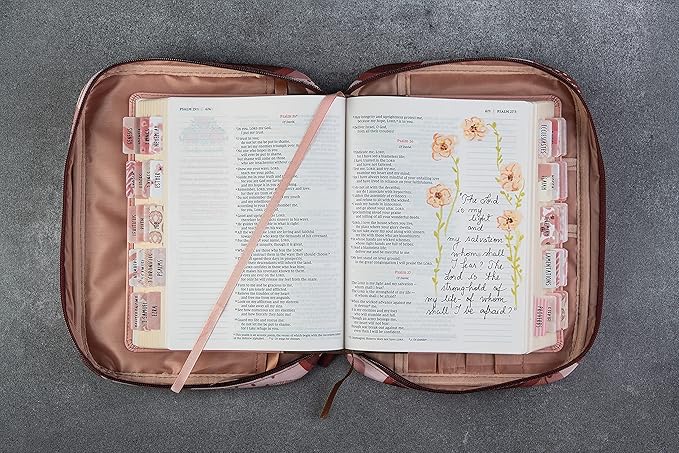 DiverseBee Bible Cover with Handles, Zippered Bible Carrying Case for Women and Girls, Bible Tote Bag for Kids, Book Cover Accessories, Christian Gifts 7.5 x 10 x 2.5in (Crimson)