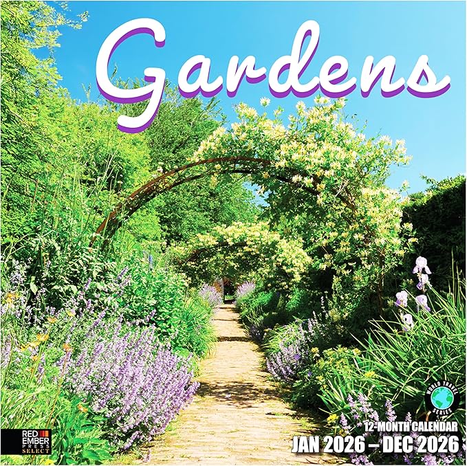 RED EMBER Select - Gardens 2026 Wall Calendar 12 Month | 12" x 24" Open | Thick & Sturdy Paper | Giftable | Nature Calendar 2026