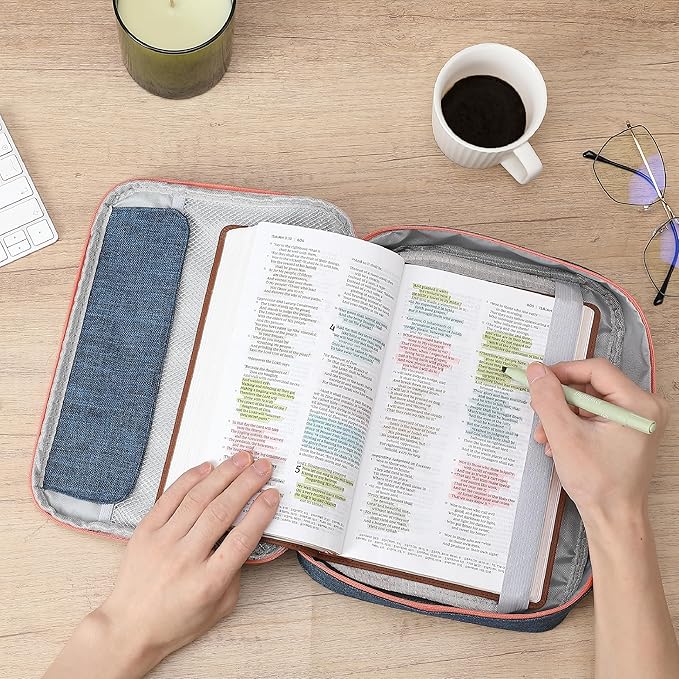 Mr. Pen- Bible Cover Case, Carrying Book Case with Durable Handle, Bible Protective Church Bag for Men & Women, Christian Gifts, Blue
